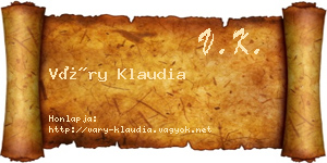 Váry Klaudia névjegykártya