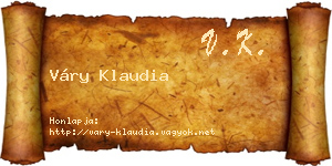 Váry Klaudia névjegykártya